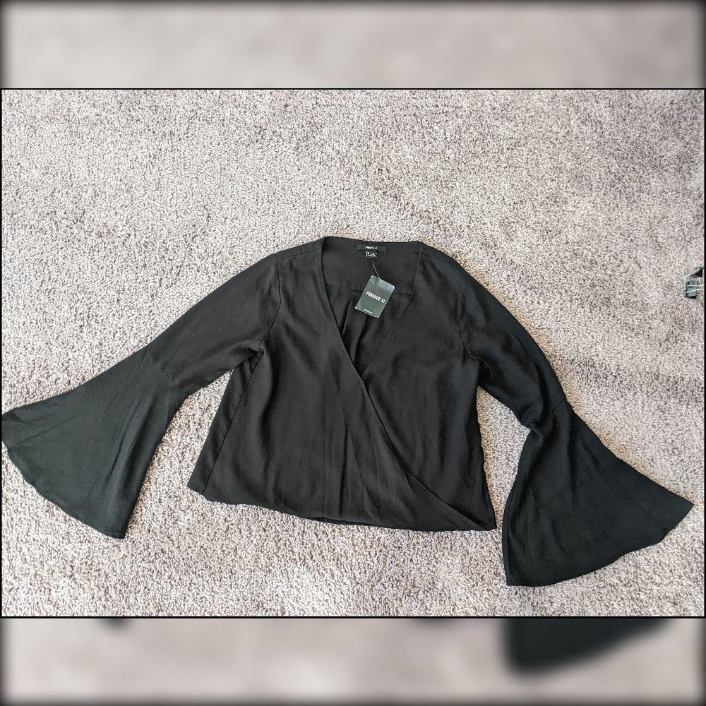 *Black Bell Sleeved Blouse by Forever 21- Size M